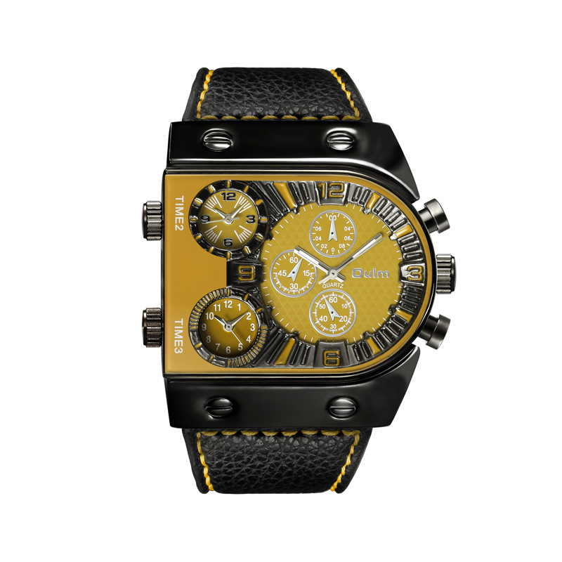 Picture of oulm large dial leather 9315 quartz watch three movement foreign trade hot luminous quartz watch factory wholesale