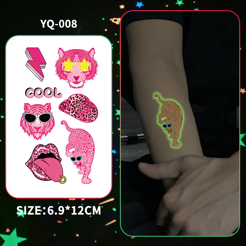 Luminous Cartoon Animal Tiger Tattoo Sticker Women's Waterproof Long-lasting Cute Sticker Advanced Feel Easy to Clean Water Transfer
