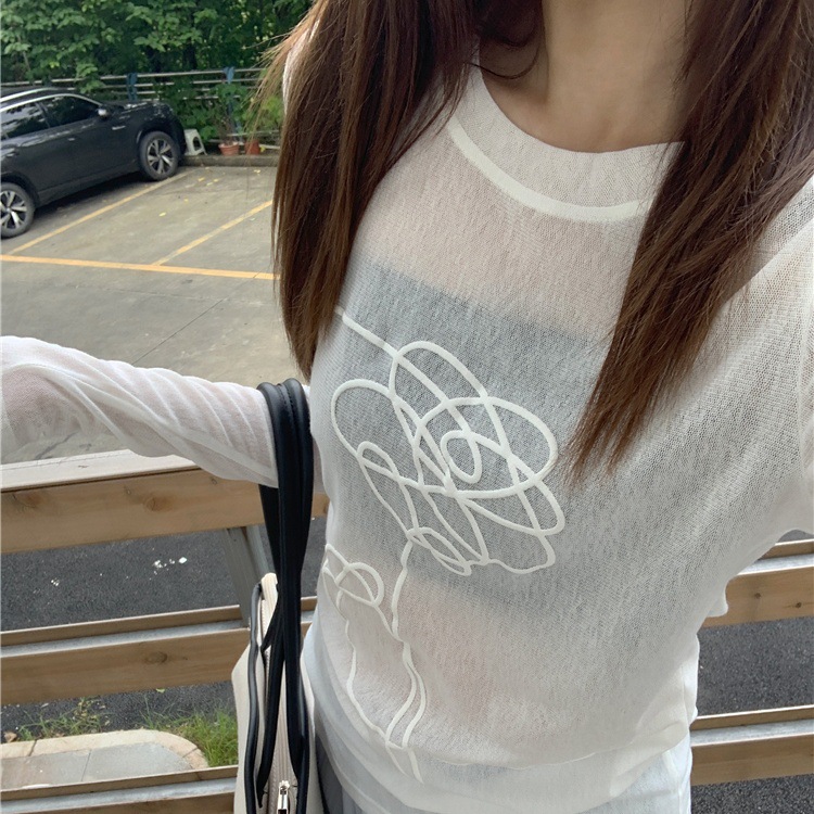 Design Sense Niche Perspective Sunscreen Blouse T-shirt Women's 2024 Summer New Niche Thin All-match Top Breathable
