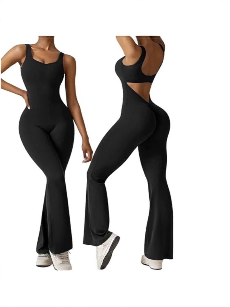 European and American Cross-border Women's Sleeveless Horn Jumpsuit Sexy Backless Vest Tight Hip Yoga Jumpsuit