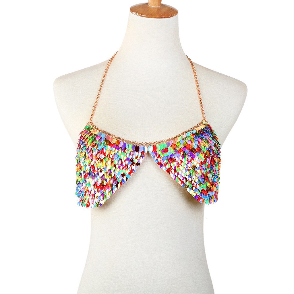 Picture of 2024 European and American Cross-Border Accessories New Sexy Bikini Chest Chain Colorfulful Leaf Beach Vacation Style Body Chain