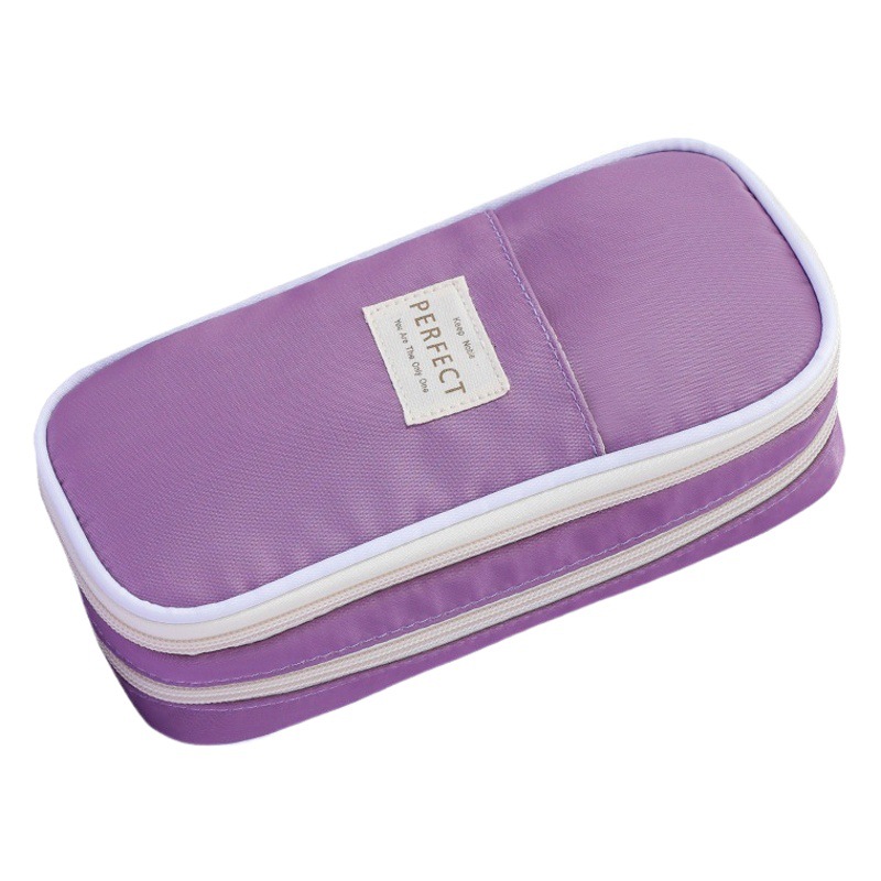 Cross-border Macaron Composite Cloth Pencil Case Large Capacity ins Japanese Student Multifunctional Pencil Case Simple Pencil Case Wholesale