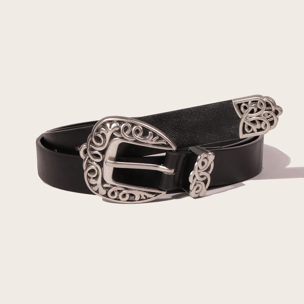 New Manufacturer in Stock European and American Cross-Border E-Commerce Hollow Three-Piece Set Retro Carved Pattern Belt Women's Casual Belt