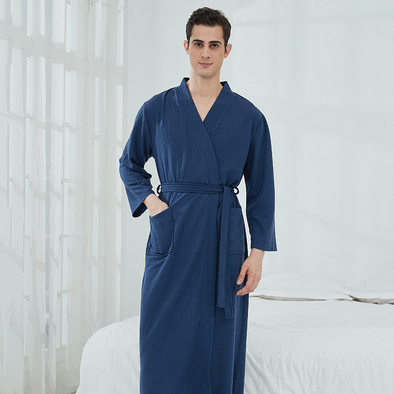 Picture of Cross-border Waffle Bathrobe Sauna Clothes Women's Thin Nightgown Long Couple's Home Clothes Hotel Bathrobe Men's Hair