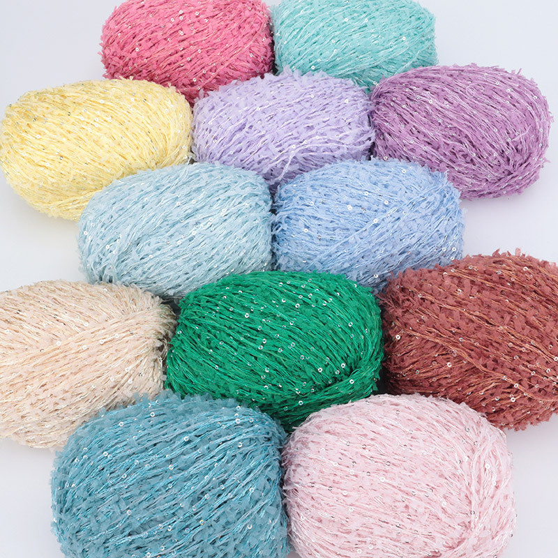 Silk Joy/New Product Cross-Border DIY Handmade Knitting Scarf Shawl Yarn Ball Butterfly Yarn Sequin Thread
