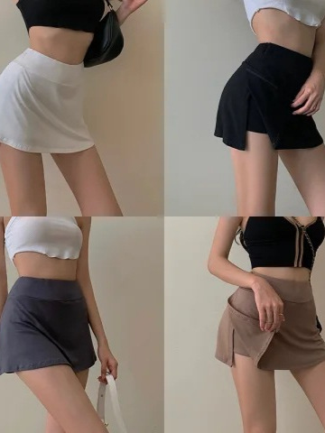 Sheath Miniskirt Girl's Thin Pure Style High Waist Skirt Summer New Tight Running Split Sports Skirt
