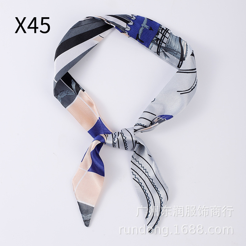 Picture of Silk Scarf Wholesale Long Beveled Small Silk Scarf Double-layer All-match Hair Belt Ribbon Decoration Tie Bag Hand Gift Box Silk Scarf