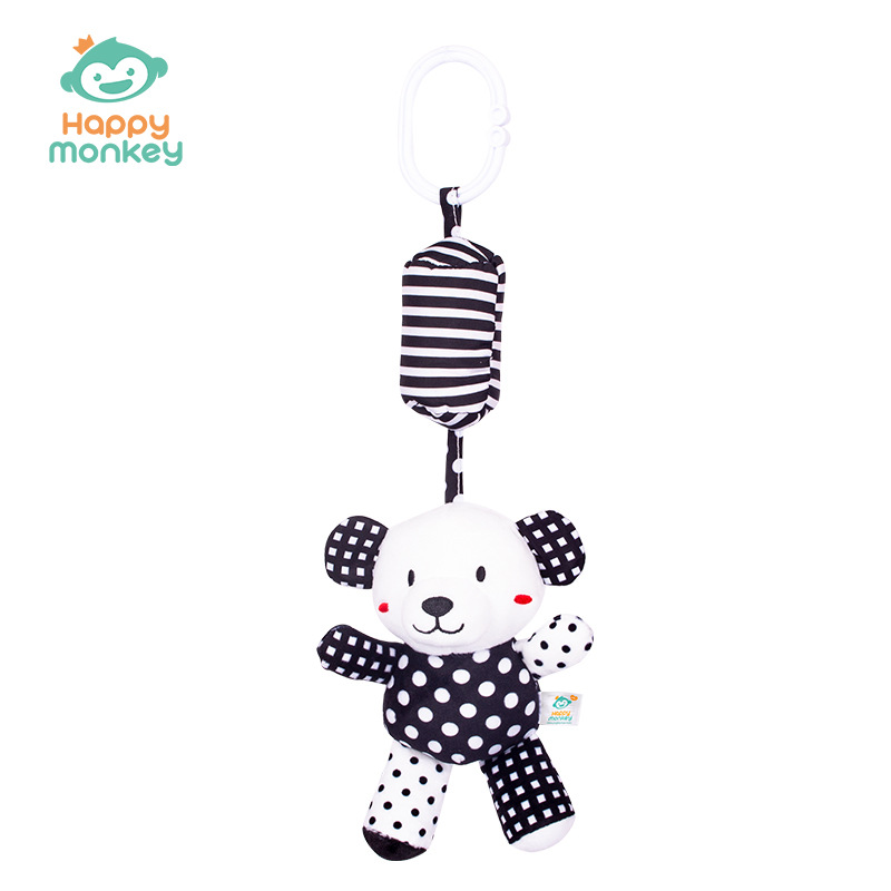 Picture of Happy Monkey Happy Monkey King Baby Toy Cartoon Rattle Lathe Hanging Animal Black and White Wind Chime