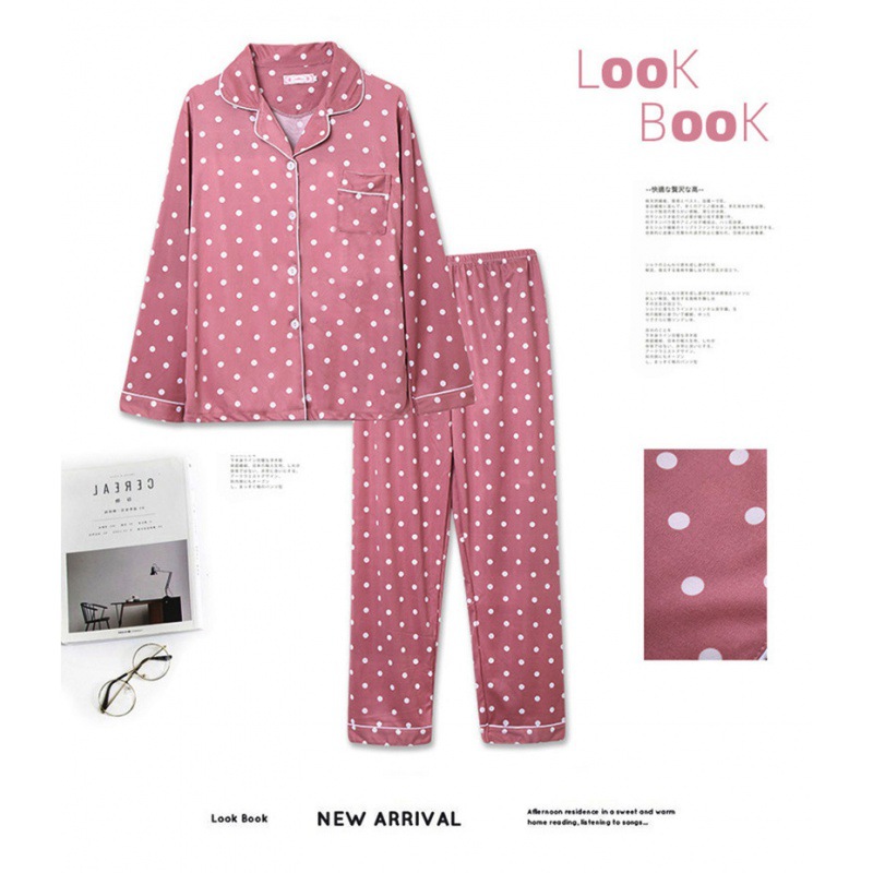 2022 New Cardigan Pajamas Women's Lapel Spring Long Sleeve Pants Korean Style Cute Home Clothes Foreign Trade Suit
