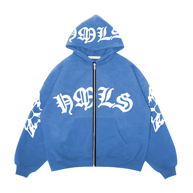 Picture of Spot 2023 Cross-border AliExpress Women's Street Loose Hoodie Foam Printed Zipper European and American Hoodie