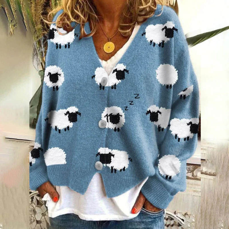 Spot 3D printed women's cardigan soft feel sweater casual cape jacket knitted sweater foreign trade fashion