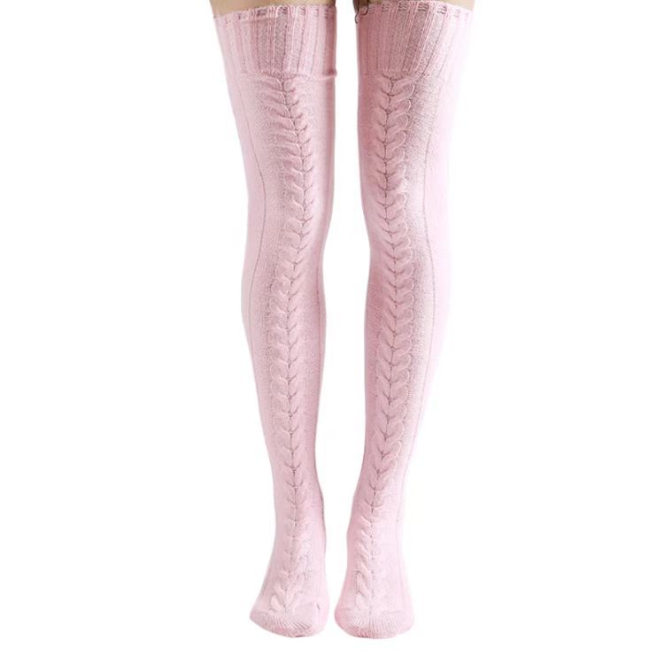 Wholesale ladies autumn and winter knitted socks knee-length stockings long pile socks wool socks boneless foot floor socks