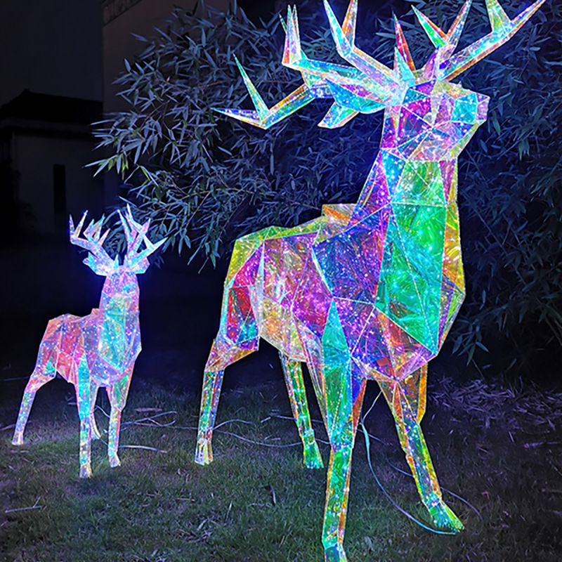 Hot-Selling Christmas Laser Illusion Reindeer Bar Mall Outdoor Decoration Glowing Deer Celebration Party Arrangement
