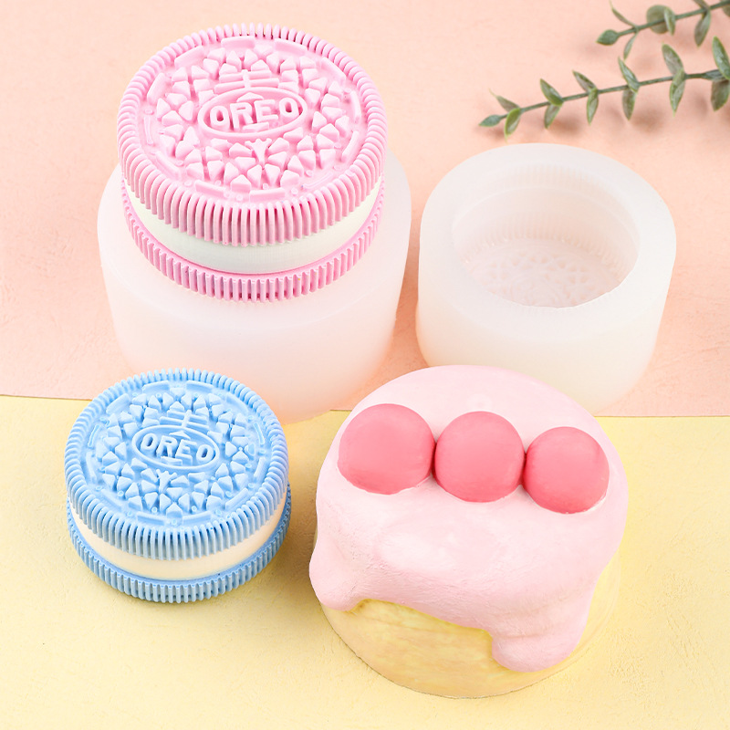 Simulated Oreo Biscuit Silicone Mold Soy Milk Cake Scented Candle Decorative Shape Pinch Handmade Mold