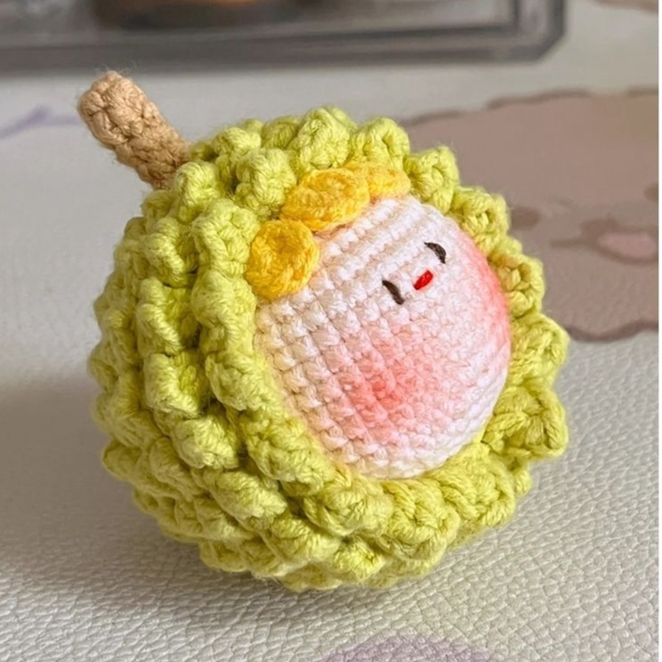 Hand woven durian doll DIY material wrap yarn crochet cute keychain pendant for girlfriend gifts