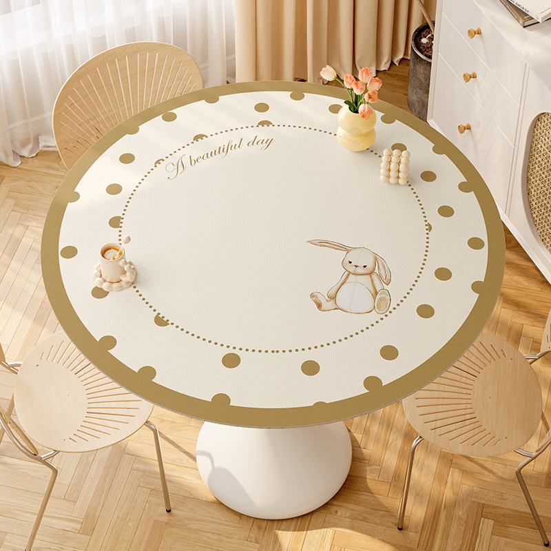 Picture of Round table mat oil-proof waterproof disposable leather table mat tea table non-slip mat cloth round table mat large round tablecloth