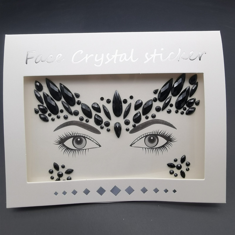 Picture of Internet Celebrity DIY Face Stickers, Eyebrow Stickers, Acrylic Accessories, Colorfulful Forehead Decoration, Masquerade Face Rhinestone Stickers