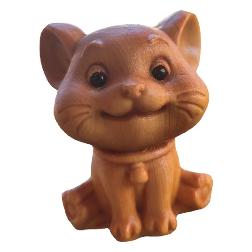 Picture of Thuja Wood Carving Zodiac Handhandle Cute Small Animal Desktop Ornaments Crafts Birthday Gift Pendant