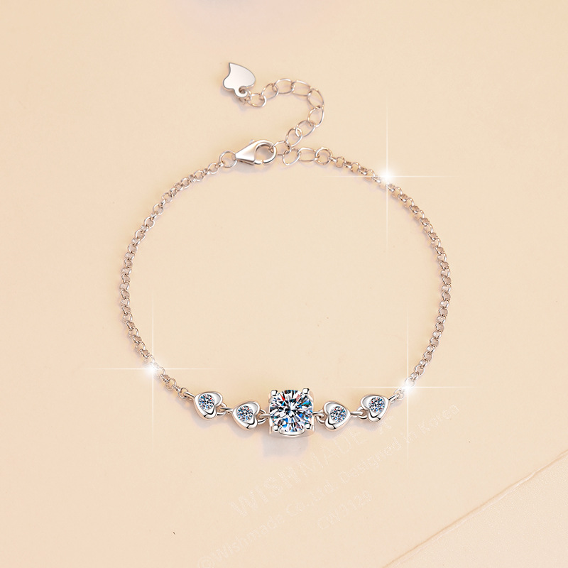 925 sterling silver women's bracelet 1 karat cow head love niche original design jewelry cross-border wholesale moissanite bracelet