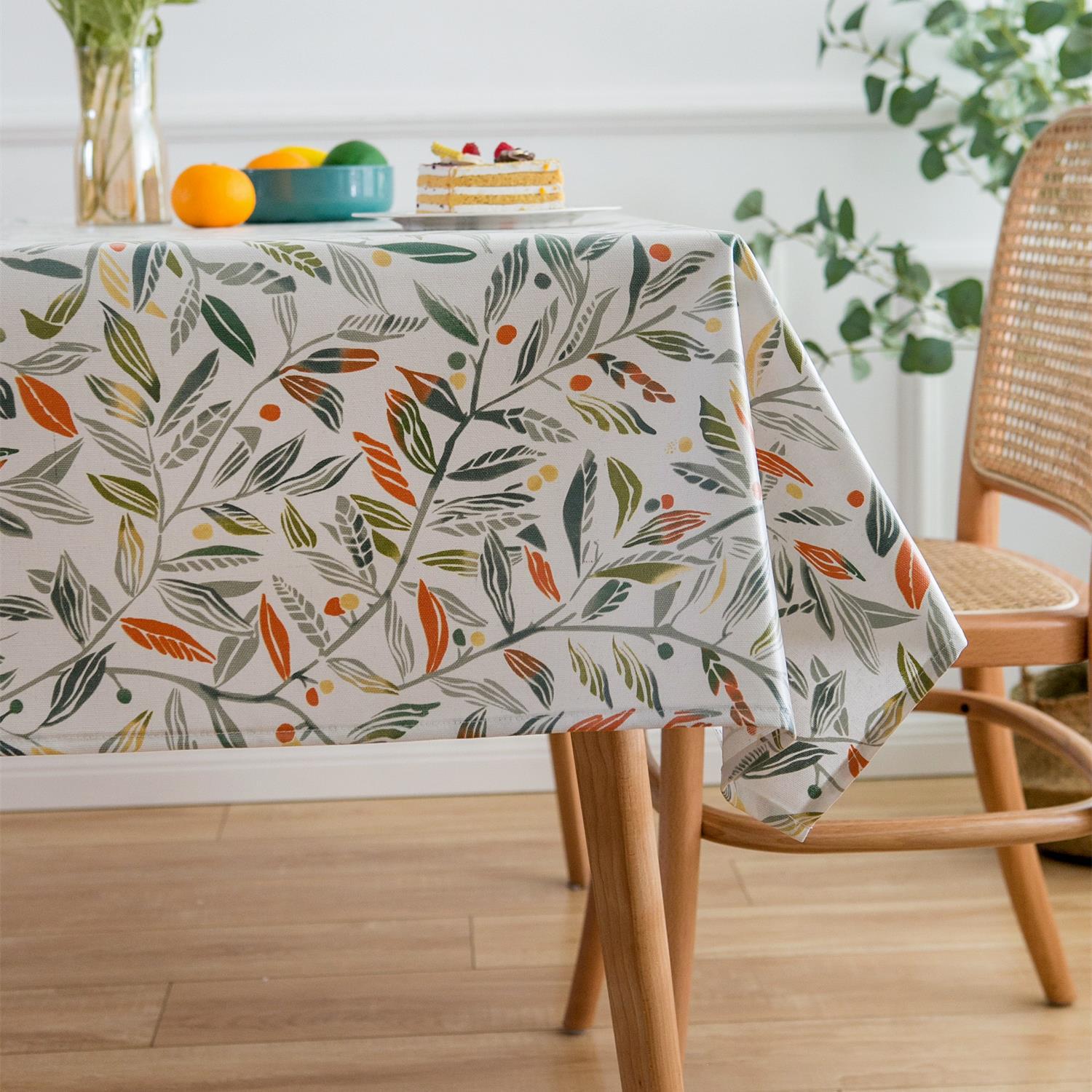 Picture of Cotton and Linen Tablecloth Waterproof Oil-proof Anti-scalding Thickened No-Wash Plant Small Floral Household Fresh Tablecloth PVC Tablecloth
