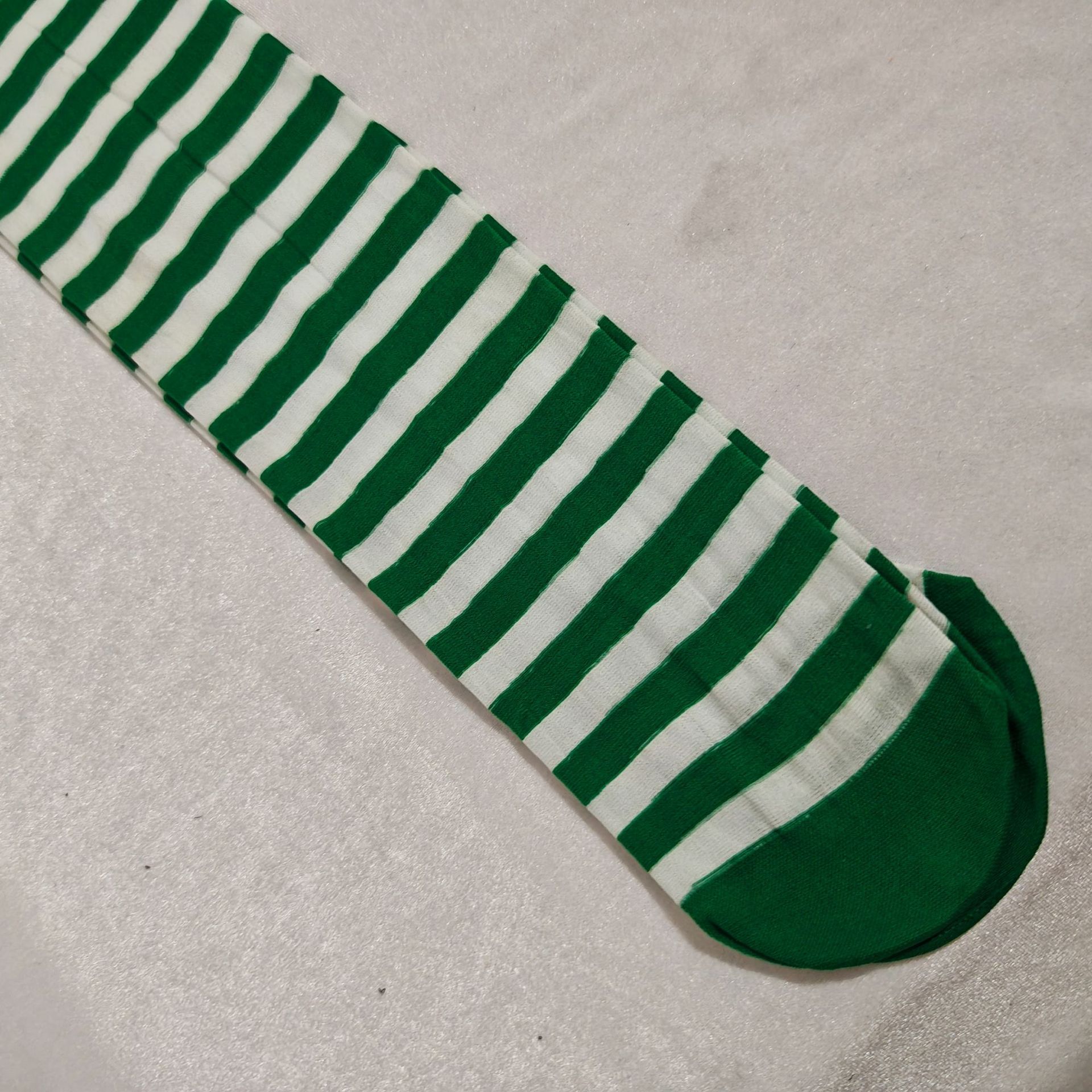 Picture of Christmas Kidsren's Stripesd Foot Socks Adult Stockings Holiday Party Performance Costumes Green and White Stripesd Over-The-Knee Socks