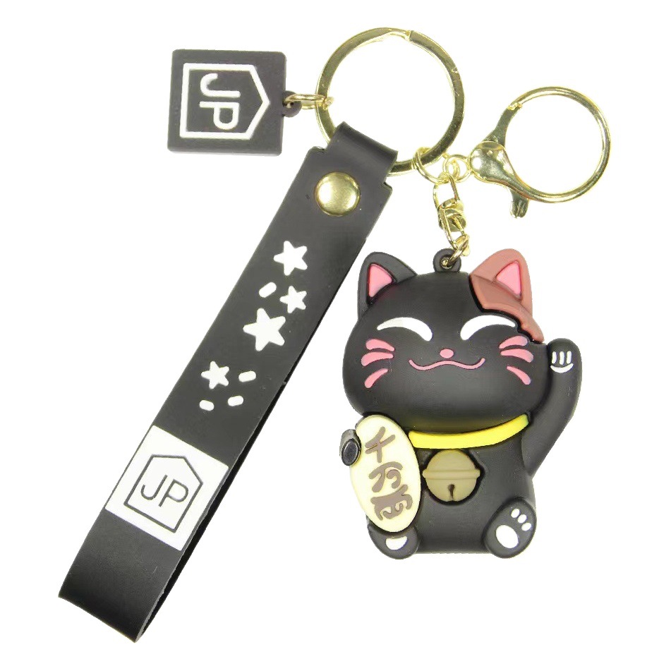 New Chinese style lucky cat doll key chain bag pendant car key chain small gift in stock wholesale
