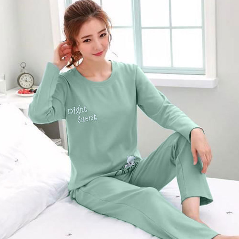 Picture of Wholesale spring and autumn winter pajamas women's thin long sleeve trousers cartoon cute wind small student home clothes suit