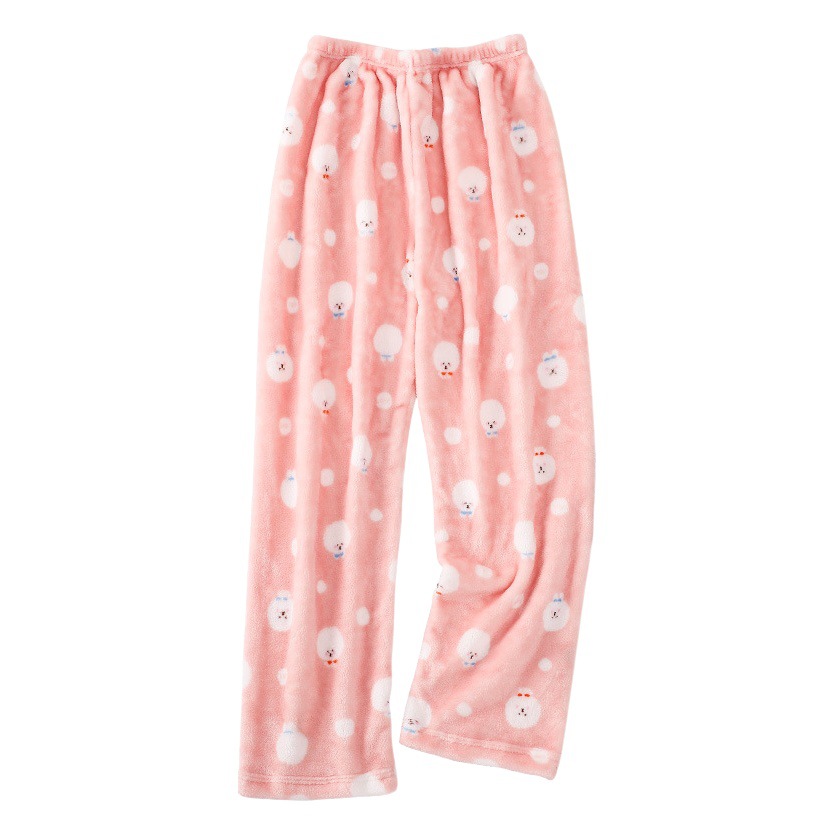 Autumn and Winter Fairy Warm Pants Lazy Pants Thickened Warm Flannel Home Pants Coral Velvet Pajamas for Women Wholesale
