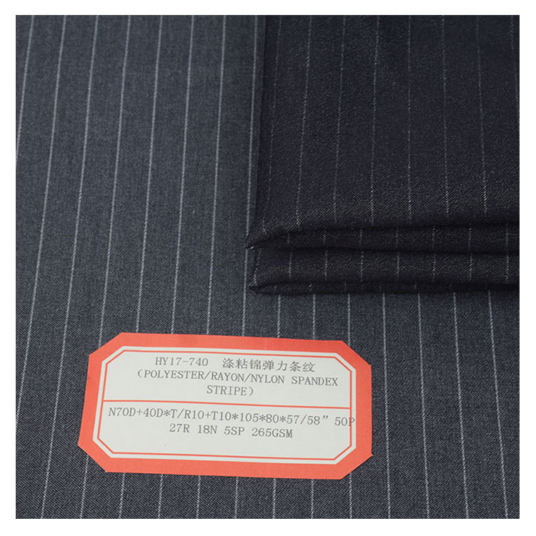 Wholesale TR twill four-sided elastic tn polyester viscose brocade double-sided pants rn vertical stripe suit fabric casual stripe cloth