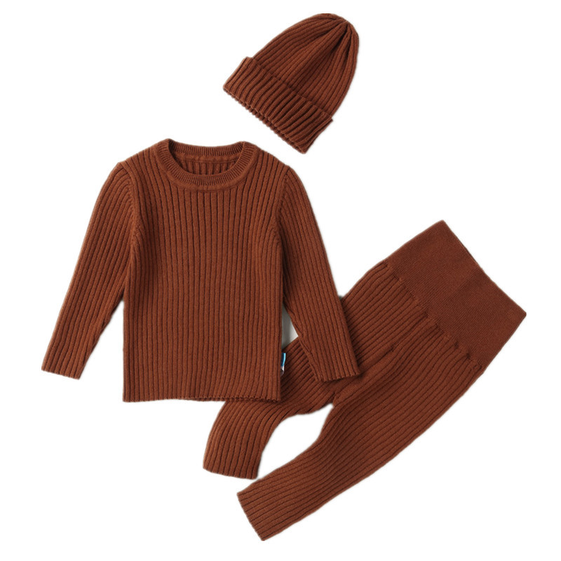 Picture of Baby's Knitted Sweater Three-Piece Set Baby's Sweater Warm Suit Base Bottoming Baby's Bottoming Sweater Pants Autumn and Winter