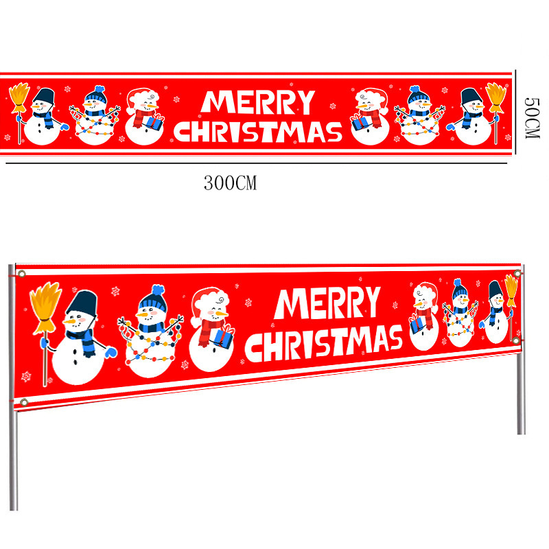 Picture of Cross-Border Spot Christmas Banner Background Christmas Flag Door Curtain Holiday Party Flag Background Cloth in Stock
