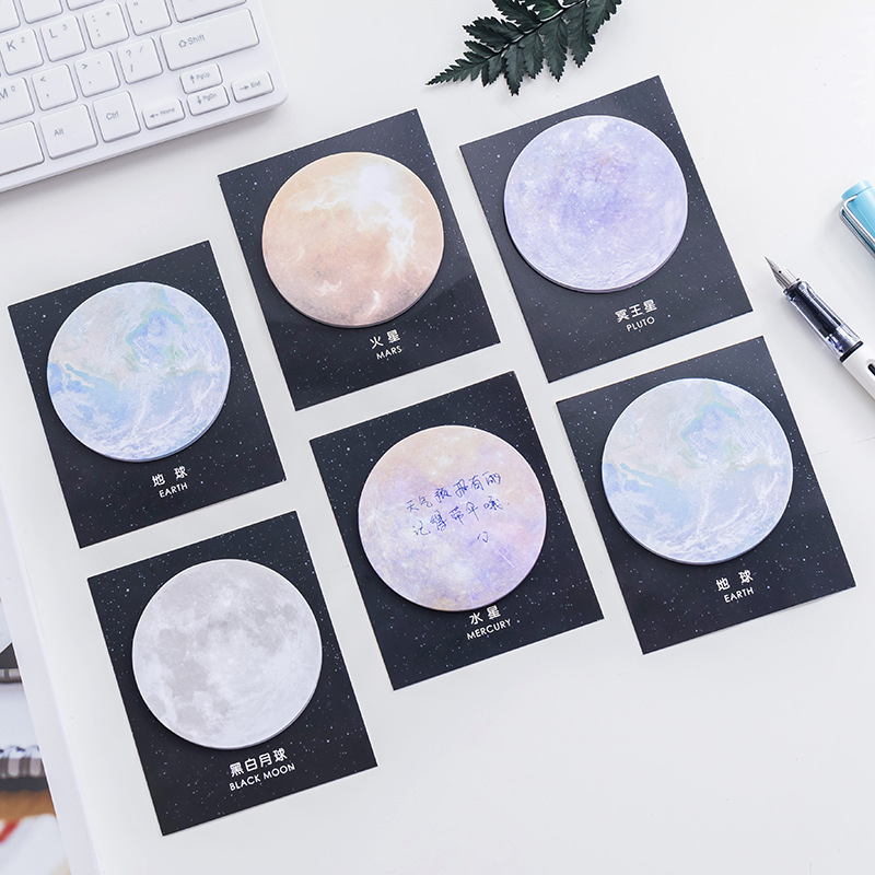 Celestial Observation Series Creative Planet Earth Moon Creative Post-it Notes Circular Message Notes N times