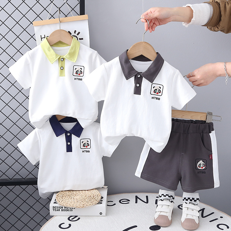 Summer New Children's POLO suit Boys Baby Children Fried Street Short Sleeve Shorts Handsome Fashionable Thin Clothes