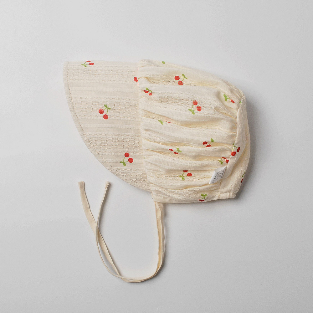 moinmlon Korean Style Summer New Baby Palace Hat Baby Breathable Sun Protection Sun Hat Cherry Printed Hollow Out