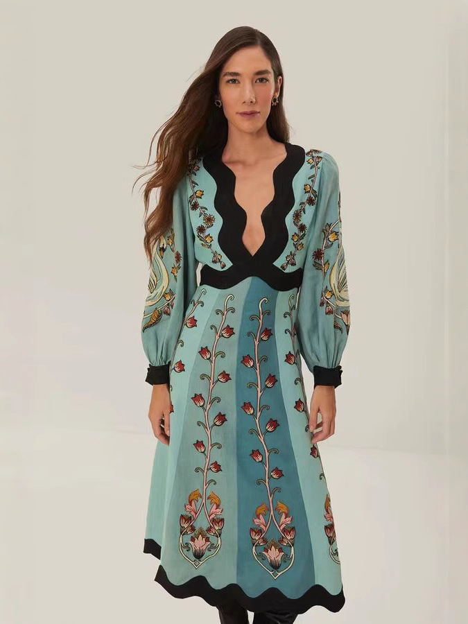 2025 Spring and Summer Cross-border European and American Foreign Trade Independent Station Women's Printed African Robe Sexy Hollow Backless dress