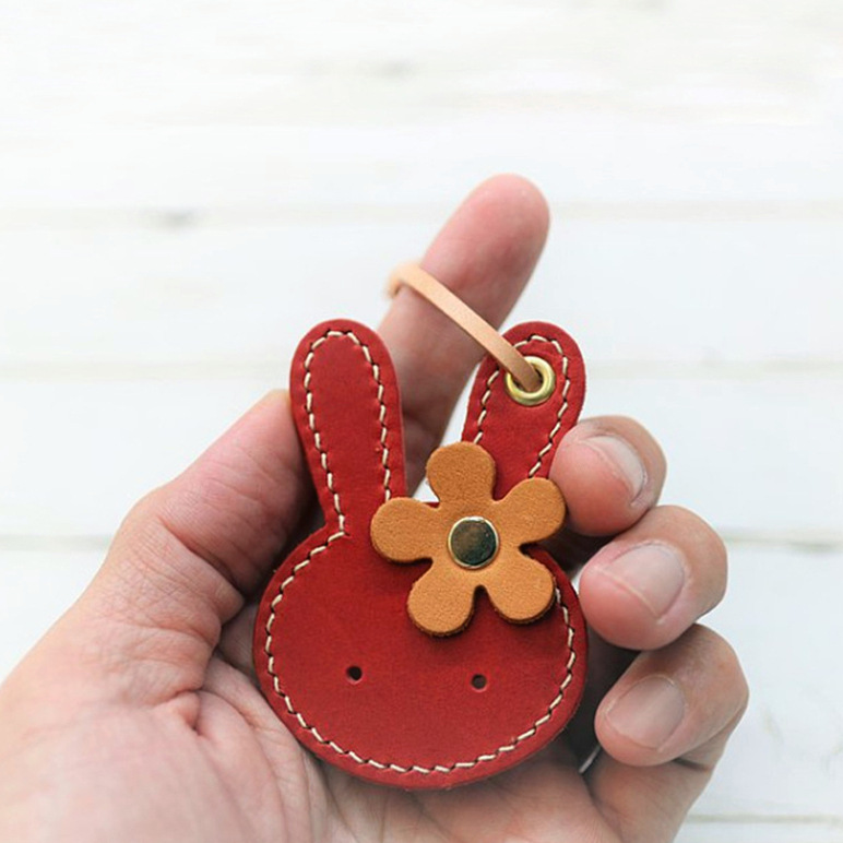 Picture of New 2023 Rabbit Year Red Rabbit Keychain Pendant Cute Rabbit Leather Keychain Bag Pendant