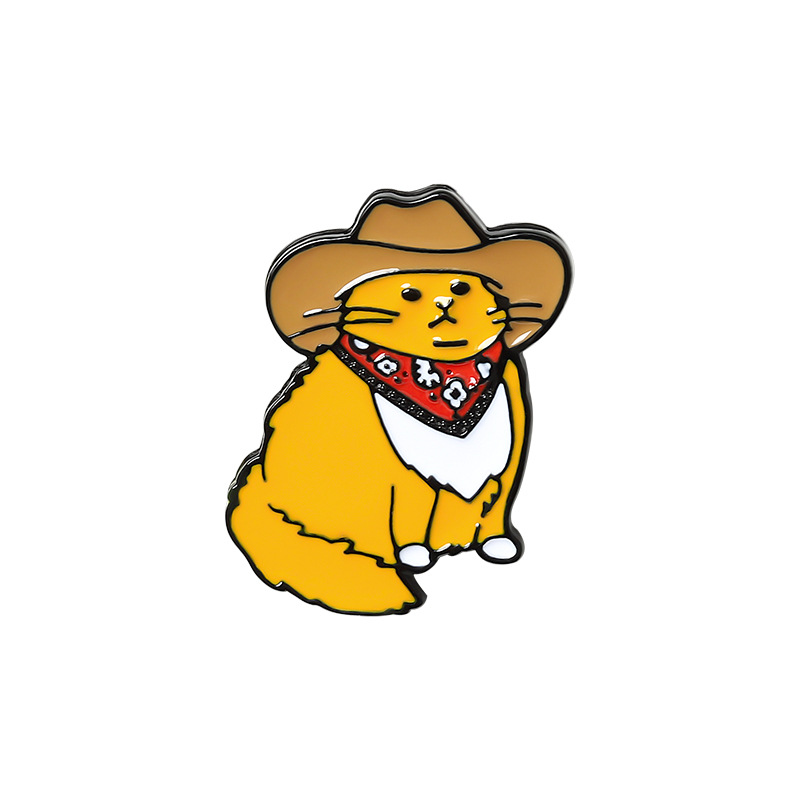 Picture of Japanese cartoon cowboy hat yellow cute cat creative clothing all-match accessories metal badge