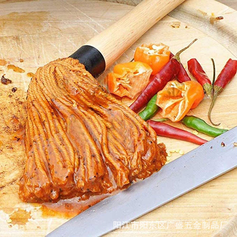 Picture of Amazon BBQ BBQ Feeding Mop Rubber Wooden Handle BBQ Dip Brush Oil Brush Tool Set