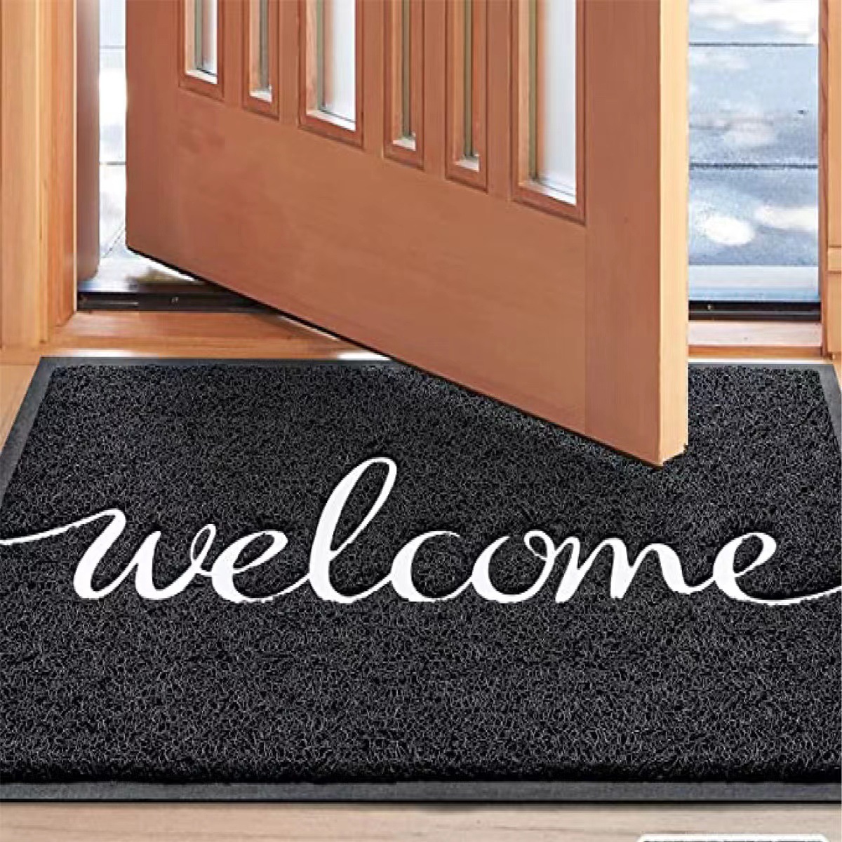 Amazon Black Silk Circle Carpet Welcome to the Door Mat Modern Simple Rub Earth Silk Circle Mat Wholesale