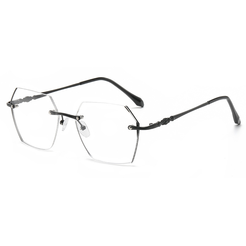 Picture of New irregular myopia finished rimless diamond trim without makeup artifact big face slimming anti-blue light myopia glasses