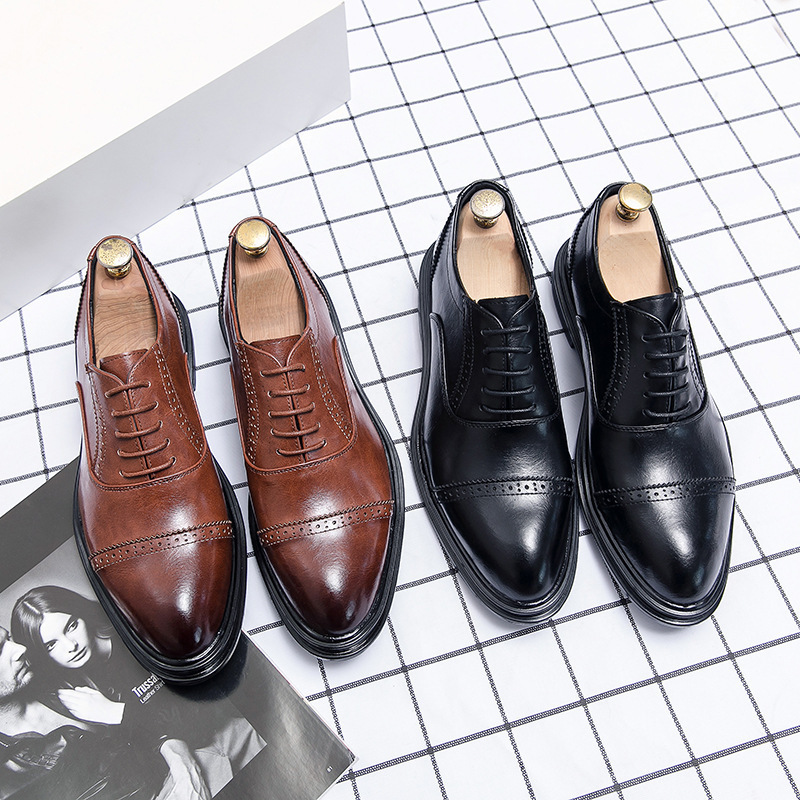 Leather Shoes Men's Dress Business Men's Shoes British Style Heightened Pointed Men's Suit Leather Shoes Spring and Autumn New Wedding Shoes