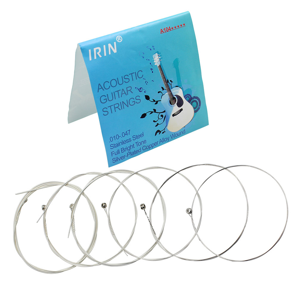 Picture of IRIN Folk Guitar Strings A104 Set of 6 Silver Plated Acoustic Guitar Set Strings Anti-rust Strings Guitar Strings Manufacturer