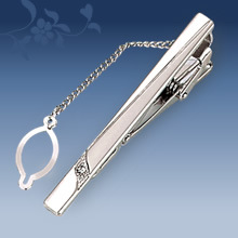 Picture of Metal tie clip men's suit chain 140 simple flower type business atmosphere with drill tie clip