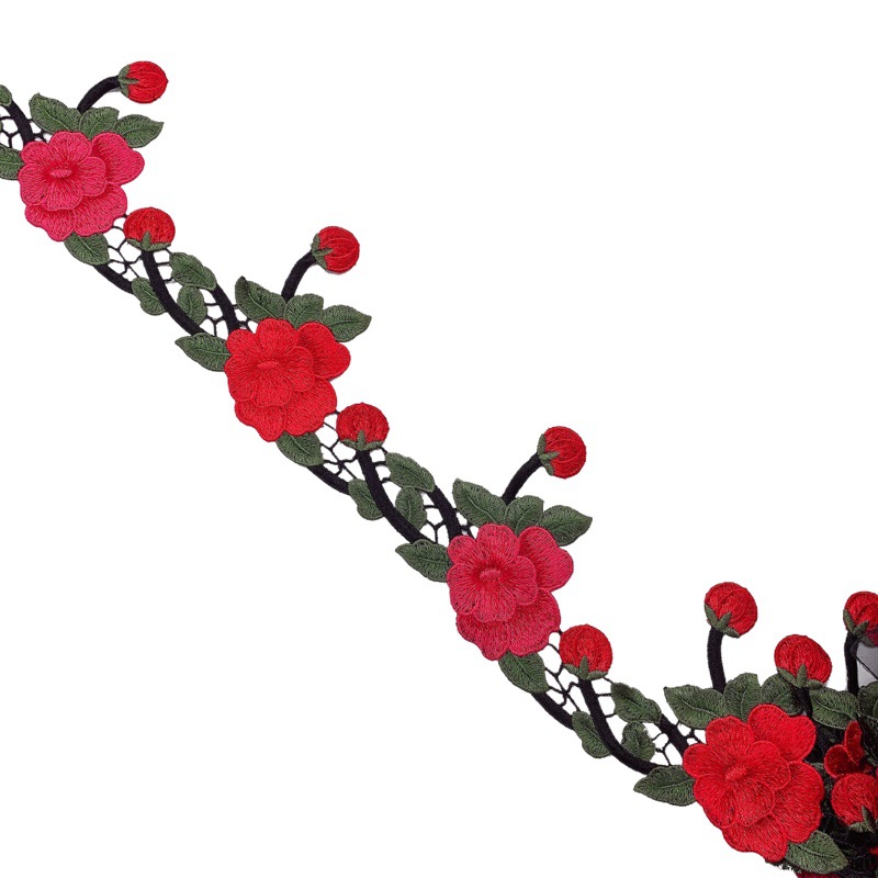 Plum Red Color Water Soluble Embroidery Clothing Cheongsam Edge Pressing Decoration Accessories Polyester Lace Bar Code Lace