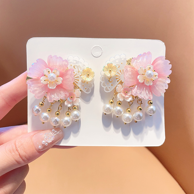 Picture of Hanfu Headwear for Girls and Children Chinese Style Walking Tassel Hairpin for Girls Super Fairy Princess Ancient Dress Flower Hairpin Headwear