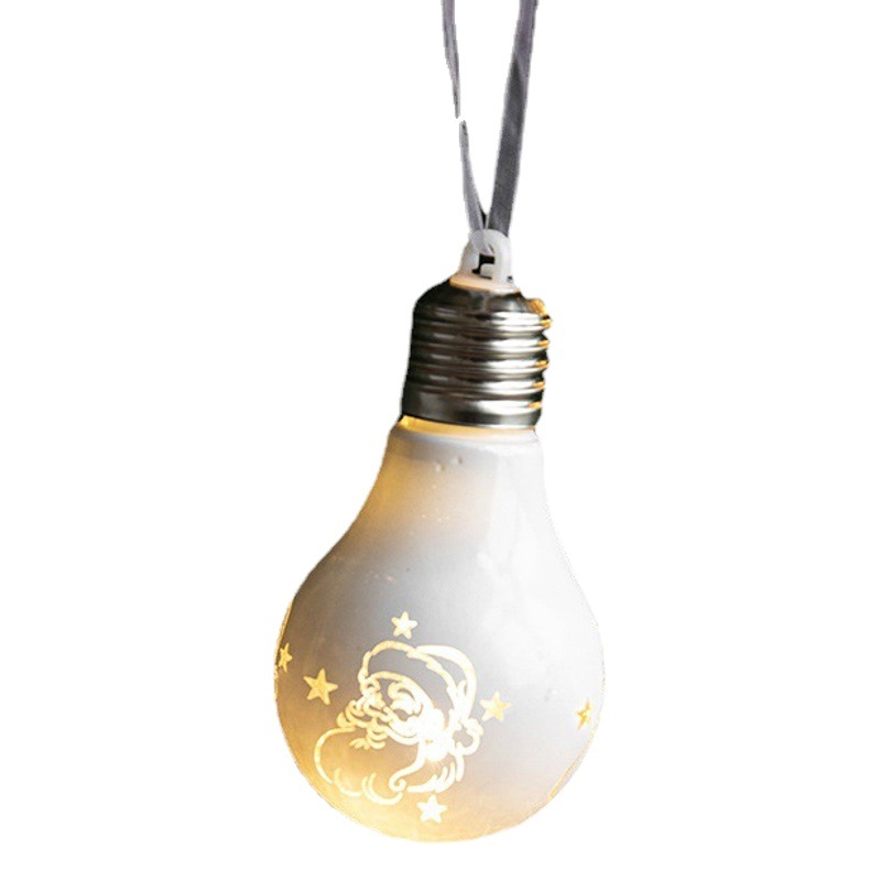 Cross-border New Christmas Ball Decorations Creative Christmas Tree Decorations Electroplated Ball Pendant with Light Bulb Ball Hanging Ornaments