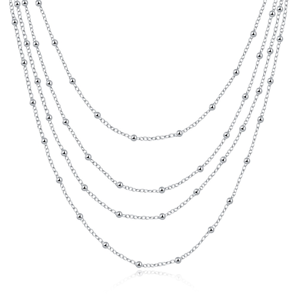 Picture of Jinshi Lake JSH Internet Celebrity Fashion Jewelry 925 Plated Silver Bead Chain Necklace European and American Woolen Chain N751