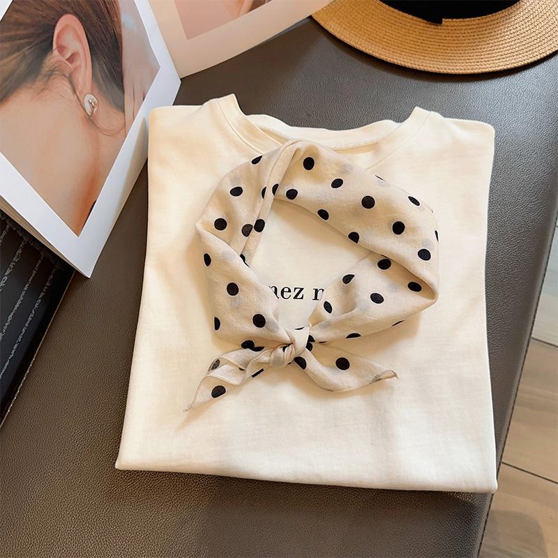 Nifty Polo Dot Small Square Scarf Women's Spring and Summer New All-match Cotton Silk Scarf Korean Style All-match Age-reducing Scarf Headband Headband Decoration