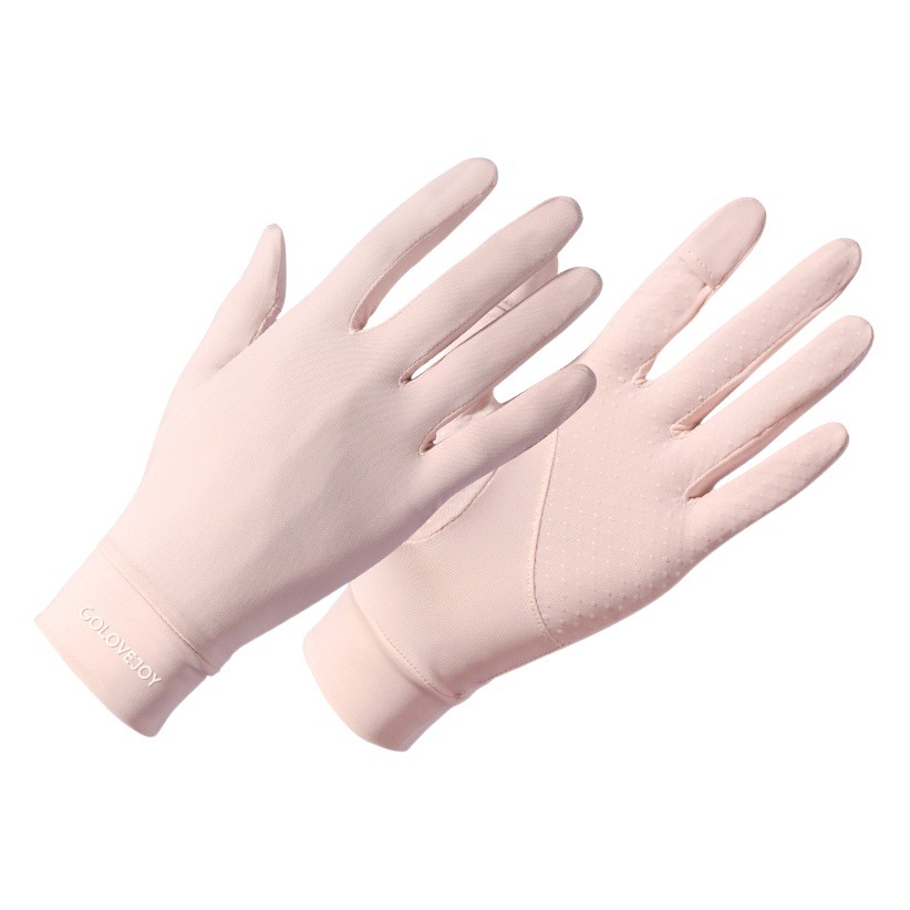 Summer Ice Silk Sun Protection Gloves for Women Outdoor Driving and Cycling Non-Slip Breathable Thin Gloves with Fingerless Touch Screen Xg48