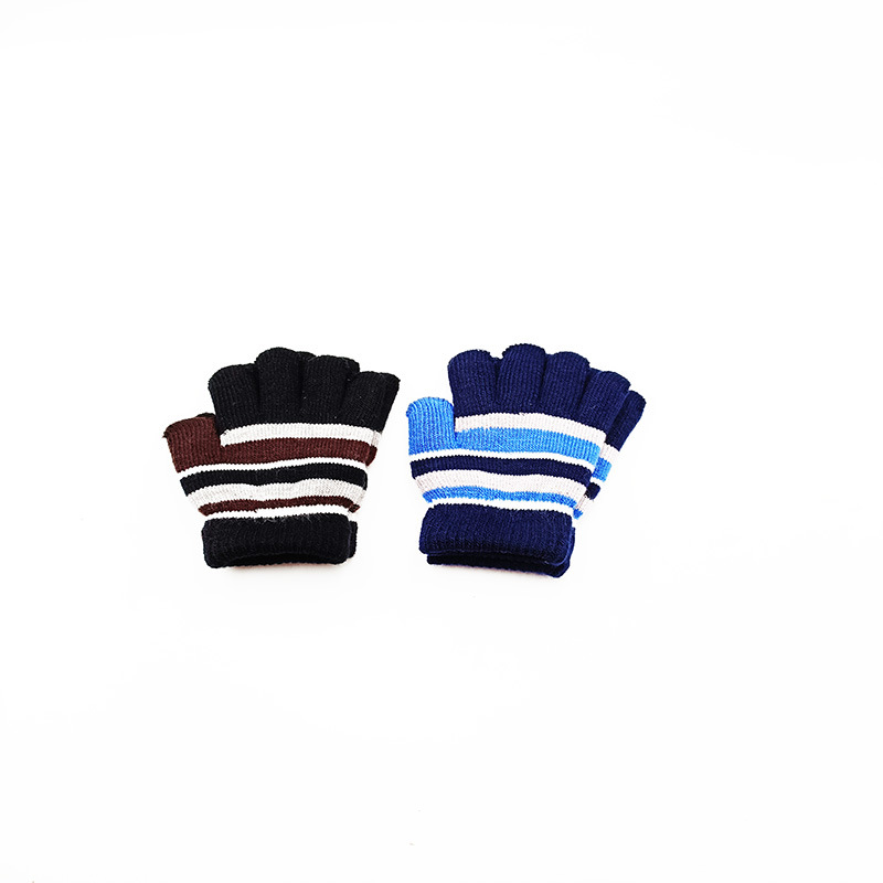 Picture of Cross-border e-commerce outdoor striped double-layer thick new warm gloves children's children manufacturers small batch of autumn and winter Korean version